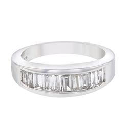 Natural 0.75 CTW Baguette Ring 14K White Gold - REF-141F3M