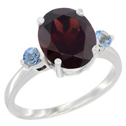 2.64 CTW Garnet & Blue Sapphire Ring 14K White Gold - REF-34V8R