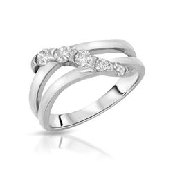 Natural 0.50 CTW Diamond Ring 14K White Gold - REF-64F8M