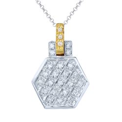 Natural 0.29 CTW Diamond & Pendant 14K Two Tone Yellow Gold - REF-55N8Y