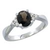 Image 1 : 1.06 CTW Quartz & Diamond Ring 10K White Gold - REF-28Y4V