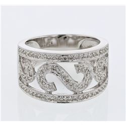 Natural 0.43 CTW Diamond Ring W=12MM 18K Gold - REF-89F3M