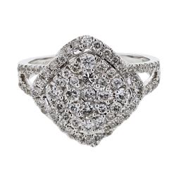 Natural 1.46 CTW Diamond Ring 14K White Gold - REF-167T4X