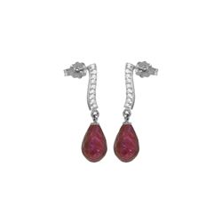 Genuine 6.88 ctw Ruby & Diamond Earrings 14KT White Gold - REF-47A3K