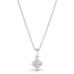 Natural 0.29 CTW Baguette & Diamond Necklace 18K White Gold - REF-43T2X