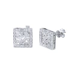 Natural 0.46 CTW Diamond Earrings 14K White Gold - REF-72K2R