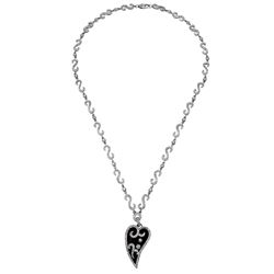 Natural 7.71 CTW Onyx & Diamond Necklace 14K White Gold - REF-296T3X