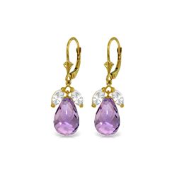 Genuine 14.4 ctw White Topaz & Amethyst Earrings 14KT Yellow Gold - REF-46H7X