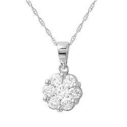 Natural 0.25 CTW Diamond Necklace 14K White Gold - REF-36F2M