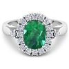 Image 3 : Natural 2.39 CTW Zambian Emerald & Diamond Ring 14K White Gold - REF-112T3H