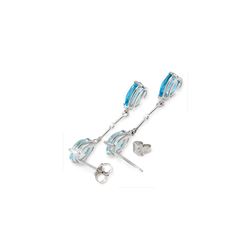 Genuine 7.01 ctw Blue Topaz & Diamond Earrings 14KT White Gold - REF-33R8P