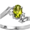 Image 1 : Genuine 0.46 ctw Peridot & Diamond Ring 14KT White Gold - REF-28M3T