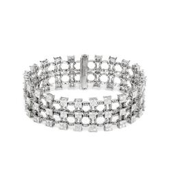 Natural 14.25 CTW Princess Diamond Bracelet 14K White Gold - REF-1720F8M