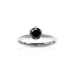 Genuine 1.0 ctw Black Diamond Ring 14KT White Gold - REF-81A2K