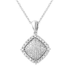 Natural 0.68 CTW Diamond Necklace 14K White Gold - REF-66W6H