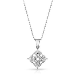 Natural 0.35 CTW Diamond & Princess Diamond Necklace 14K White Gold - REF-49F5M