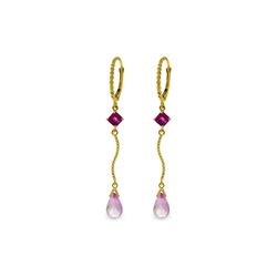 Genuine 3.5 ctw Pink Topaz Earrings 14KT Yellow Gold - REF-35V4W