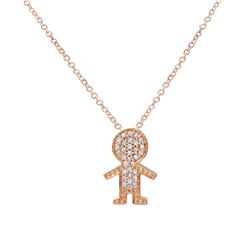 Natural 0.11 CTW Diamond Necklace 14K Rose Gold - REF-22T5X
