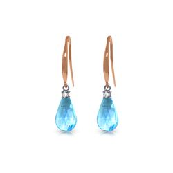 Genuine 4.6 ctw Blue Topaz & Diamond Earrings 14KT Rose Gold - REF-28H8X