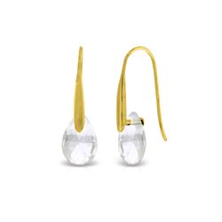 Genuine 6 ctw White Topaz Earrings 14KT Yellow Gold - REF-38T5A