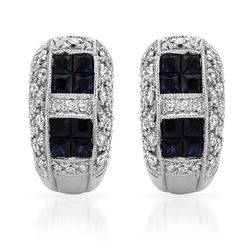 Natural 1.88 CTW Sapphire & Diamond Earrings 14K White Gold - REF-111N6Y