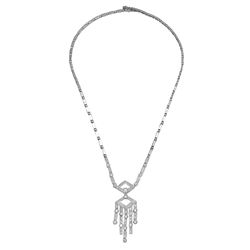 Natural 1.45 CTW Diamond Necklace 18K White Gold - REF-353F7M