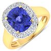 Image 1 : Natural 3.61 CTW Tanzanite & Diamond Ring 14K Yellow Gold - REF-127K3W