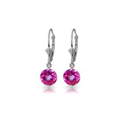 Genuine 3.1 ctw Pink Topaz Earrings 14KT White Gold - REF-34F3Z