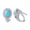 Image 1 : Natural 2.53 CTW Turquoise & Diamond Earrings 14K White Gold - REF-72T9X