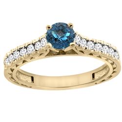 0.86 CTW London Blue Topaz & Diamond Ring 14K Yellow Gold - REF-62H5M