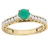 Image 1 : 0.81 CTW Emerald & Diamond Ring 14K Yellow Gold - REF-63W5F