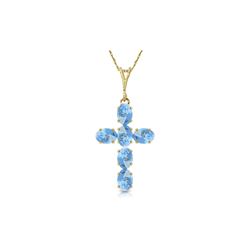 Genuine 1.50 ctw Blue Topaz Necklace 14KT Yellow Gold - REF-32H8X