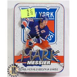 SEALED TIN OF METAL MESSIER HOCKEY CARDS