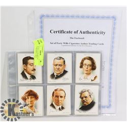 SET OF 40 WILLS CIGARETTE AUTHOR TRADING CARDS