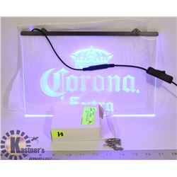 BLUE NEON LIGHTED CORONA EXTRA SIGN