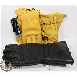 FLAT WITH 3 PAIRS OF MENS LEATHER GLOVES: