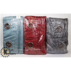 BOX WITH THREE CURTAIN SETS - RED, GREY &