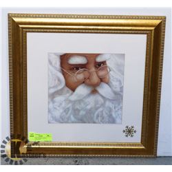 GOLD-TONE FRAMED SANTA PICTURE (18"X18")
