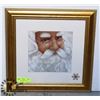 Image 1 : GOLD-TONE FRAMED SANTA PICTURE (18"X18")