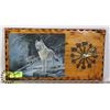 Image 1 : RUSTIC WOOD WOLVES PICTURE WALL CLOCK