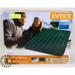 QUEEN INFLATABLE BED WITH BATTERY PUMP- "INTEX