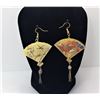 Image 1 : 1)  VINTAGE ASIAN FAN DROP EARRINGS
