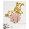 Image 1 : WIRE WRAPPED ROSE QUARTZ PENDANT WITH CHAIN