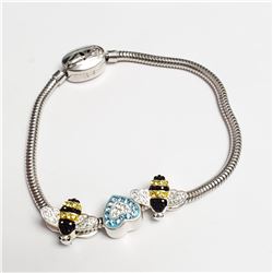 SILVER PANSONA WITH BEADS  BRACELET