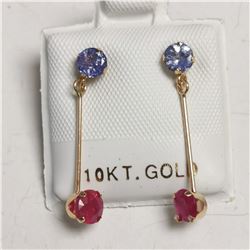 10K YELLOW GOLD 2 TANZANITE(0.55CT) RUBY(0.52CT)