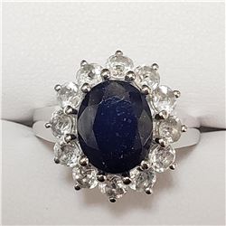 SILVER RHODIUM PLATED SAPPHIRE(4CT) RING