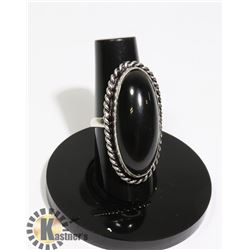 #89-BLACK OBSIDIAN RING SIZE 6.5