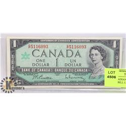 1967 CANADIAN \CENTENNIAL ONE DOLLAR BILL UNCIRC