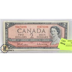 1954 CANADIAN $ 2 DOLLAR BILL