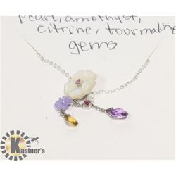 STERLING SILVER .925 MULTI GEM NECKLACE